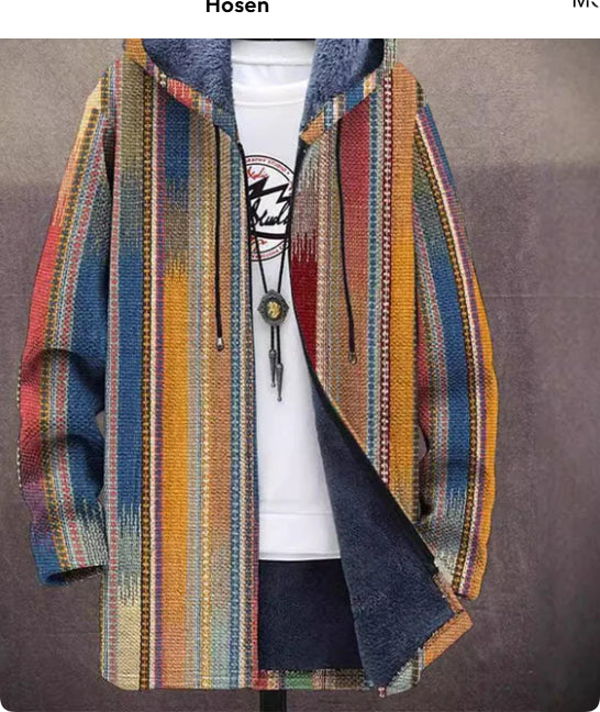 Men’s Winter Printed Plush-Lining Jacket – Thick & Windproof Outerwear