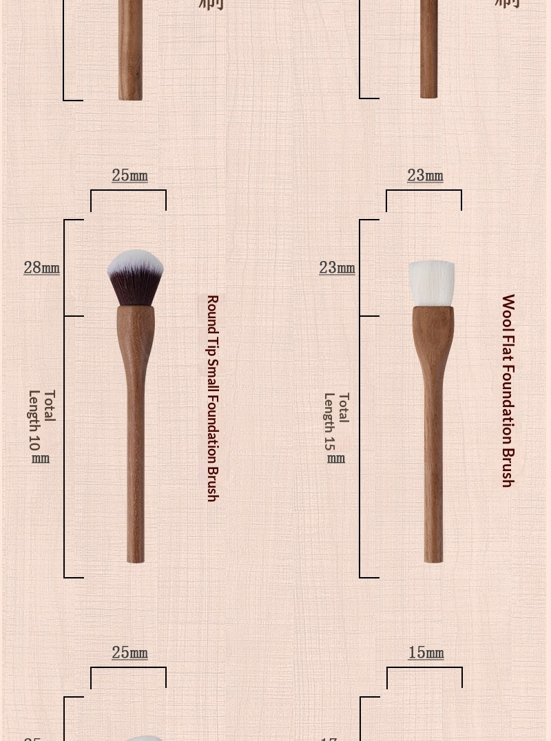 H‑Set Vintage Soft Black Walnut Makeup Brush