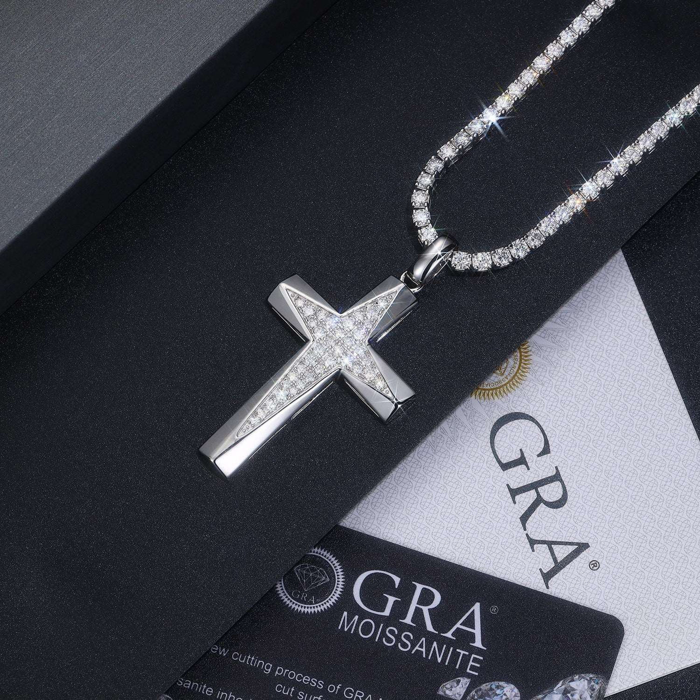 Luxury Moissanite Cross Necklace – Plated Pendant, Elegant Light Luxury Jewelry