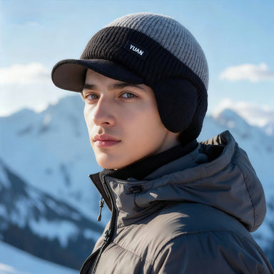 Men’s Fleece-Lined Thickened Warm Knitted Hat – Winter Comfort