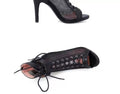 Cutout Lace-Up Ankle Boots