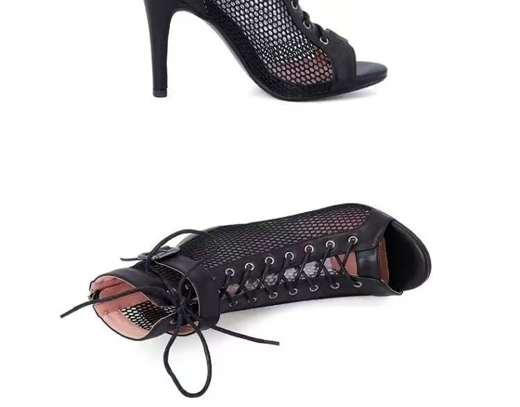 Cutout Lace-Up Ankle Boots