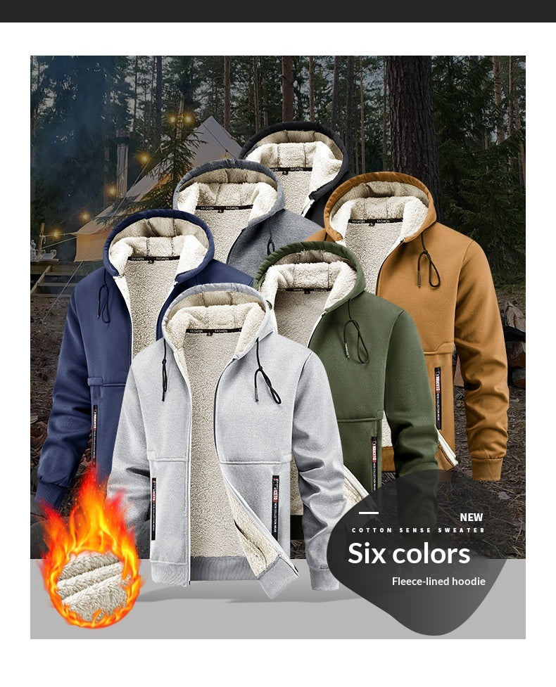 Men’s Thickened Winter Outdoor Lambswool Jacket – Extra Warm & Durable