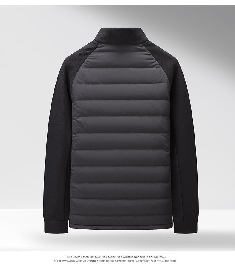 Men’s Stand-Up Collar Patchwork Down Jacket