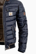 Vintage Leather Quilted Patchwork Thermal Zip-Up Outdoor Jacket