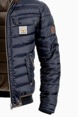 Vintage Leather Quilted Patchwork Thermal Zip-Up Outdoor Jacket