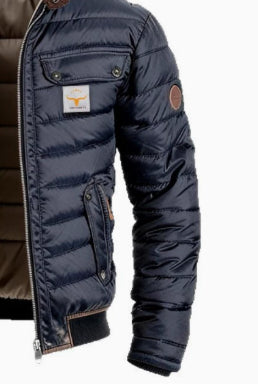 Vintage Leather Quilted Patchwork Thermal Zip-Up Outdoor Jacket