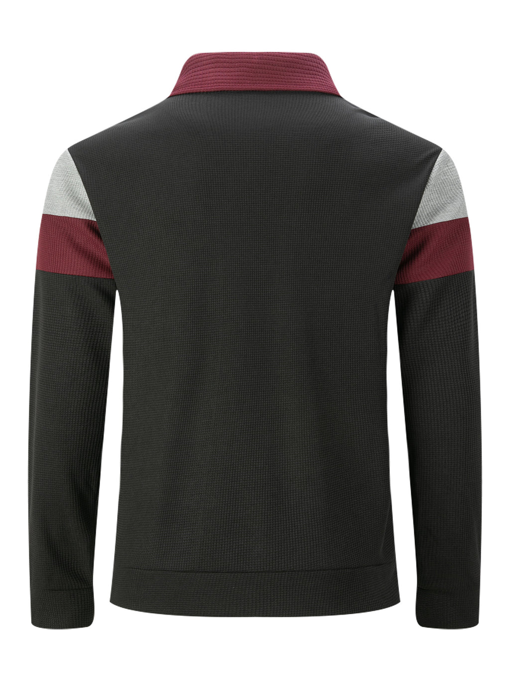 Waffle Knit Colorblock Cardigan – Notched Collar & Zippered Pockets