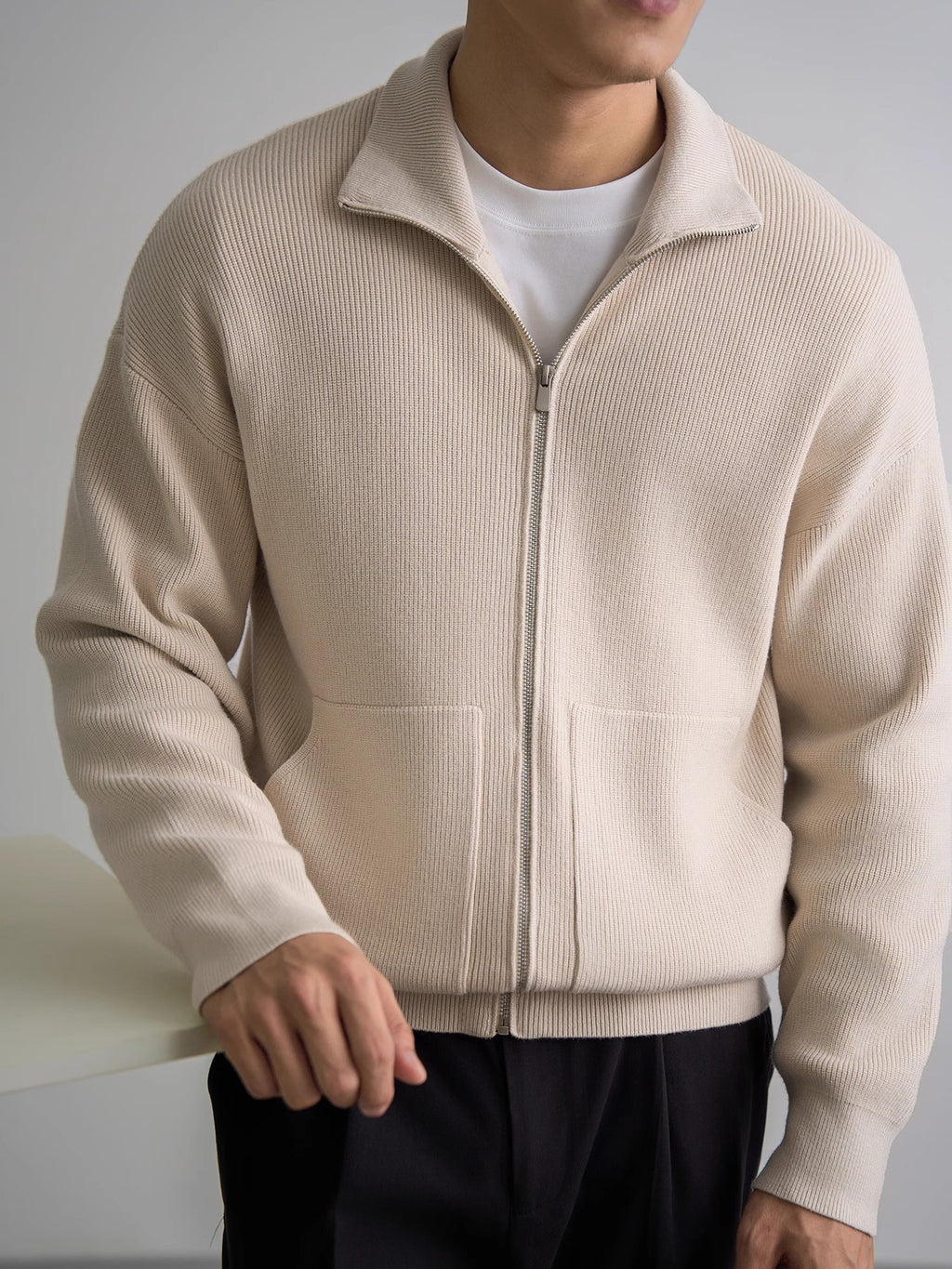 Men’s Autumn/Winter Zip-Up Sweater Top Coat – Warm & Stylish