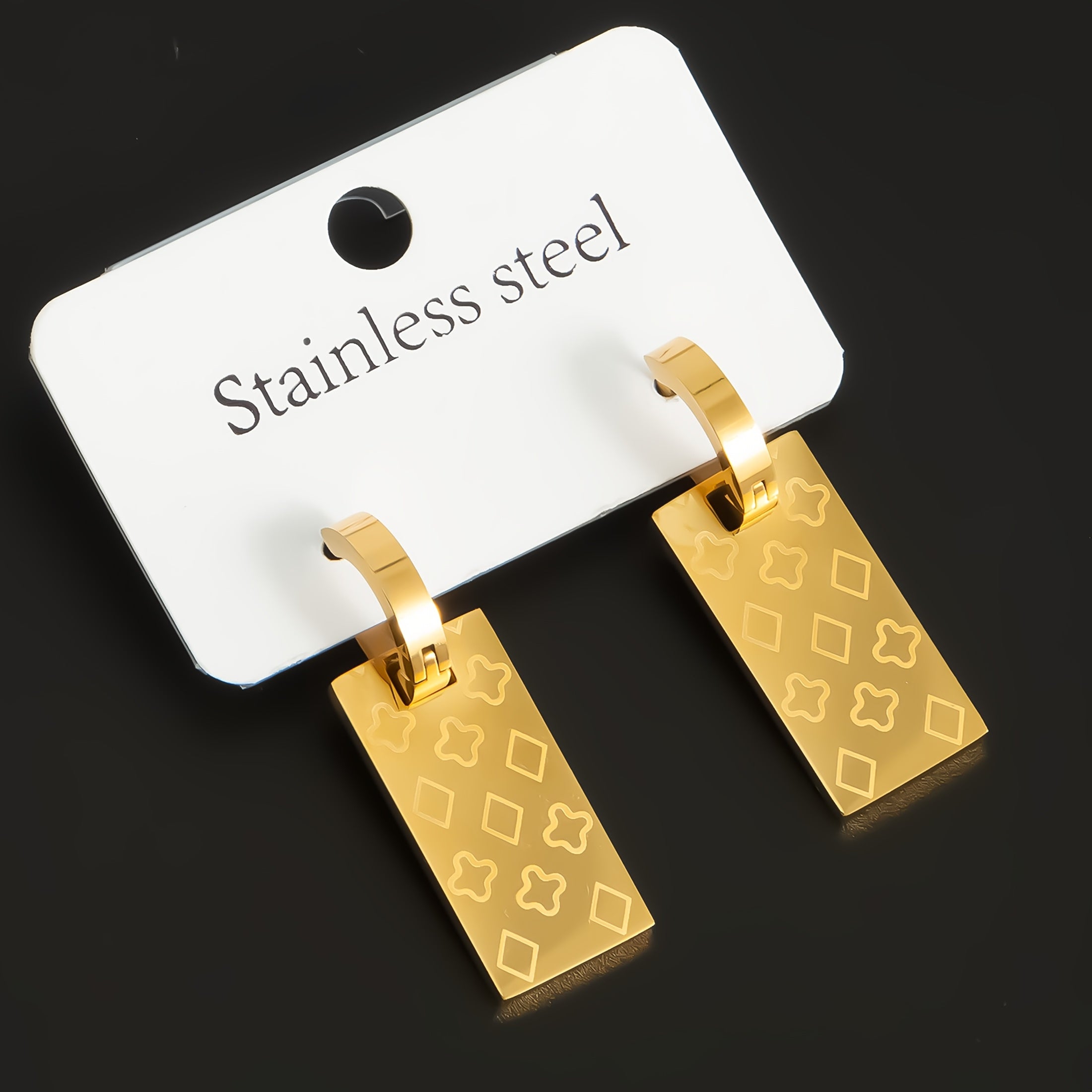 18K Gold-Plated Hollow Rectangle Hoop Earrings