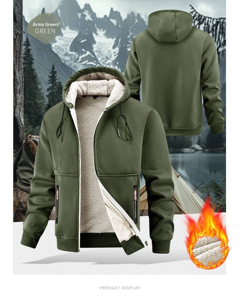 Men’s Thickened Winter Outdoor Lambswool Jacket – Extra Warm & Durable