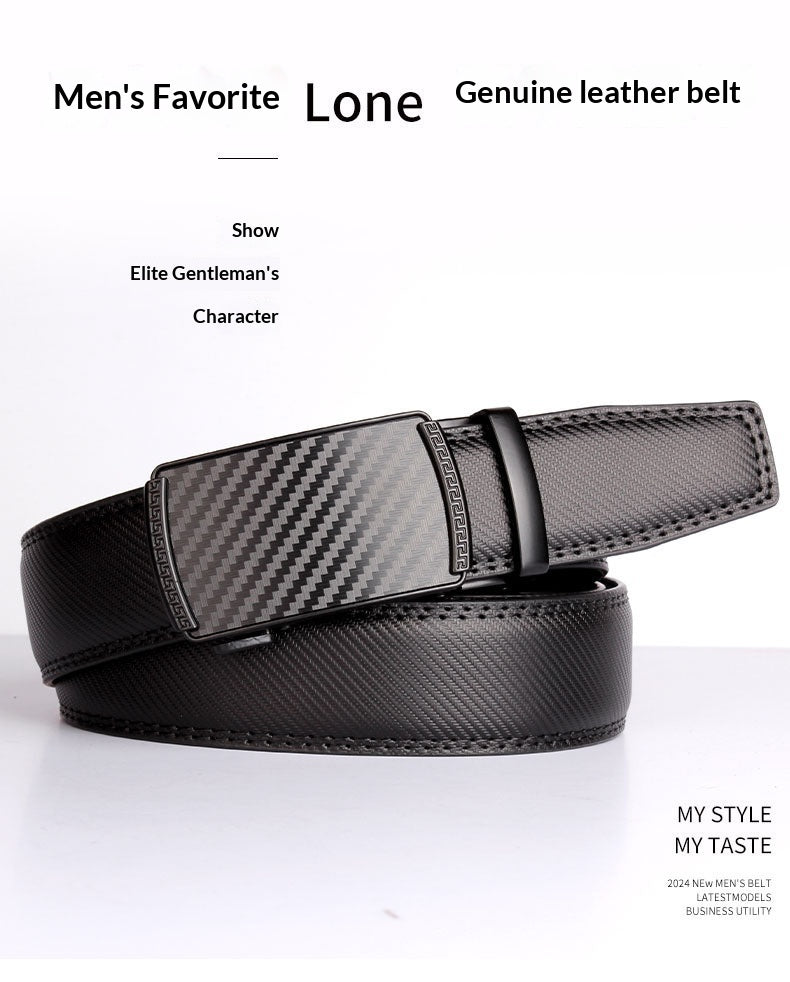 Men’s Automatic Buckle Leather Belt – Matte Finish & Timeless Style