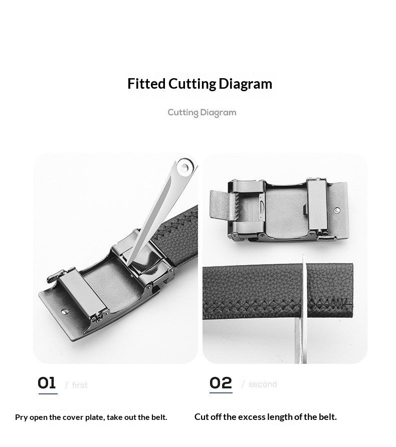 Men’s Automatic Buckle Leather Belt – Matte Finish & Timeless Style