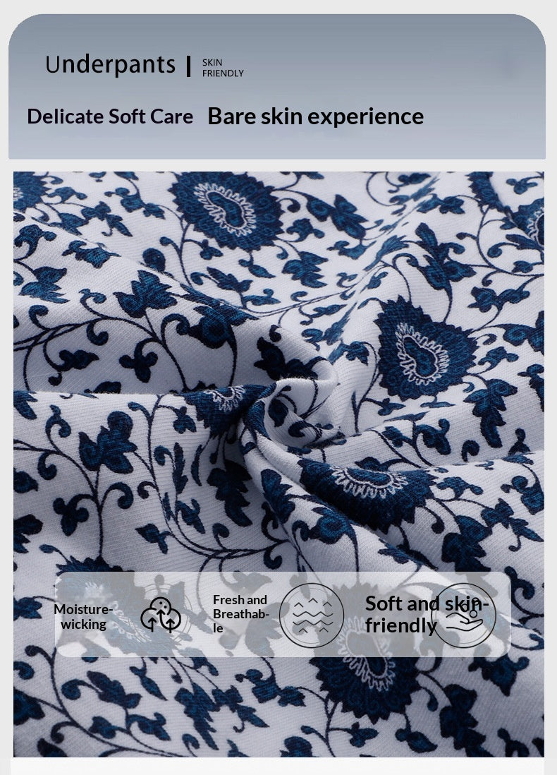 Men’s All-Cotton Boxer Briefs – Printed Design for Comfort & Style