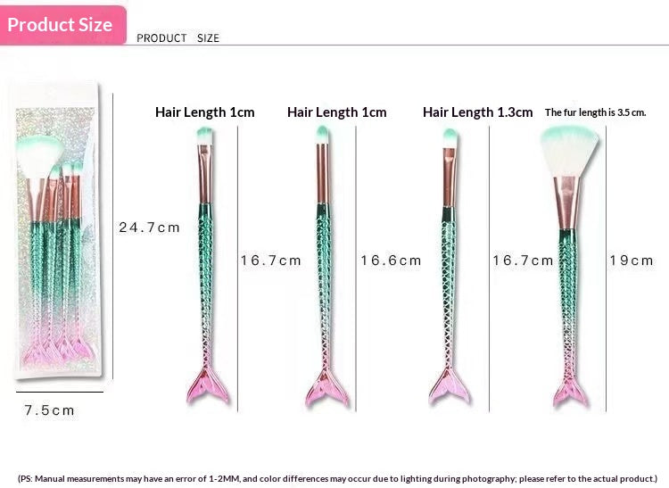 4-Piece Mermaid Gradient Eye Makeup Brush Set