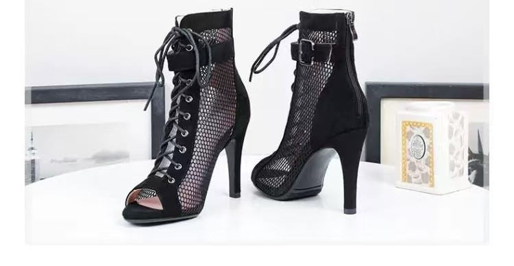 Cutout Lace-Up Ankle Boots
