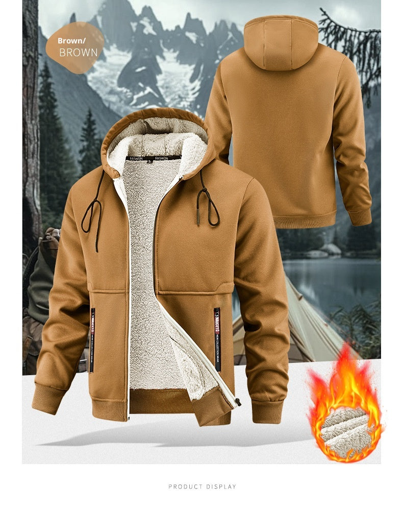 Men’s Thickened Winter Outdoor Lambswool Jacket – Extra Warm & Durable