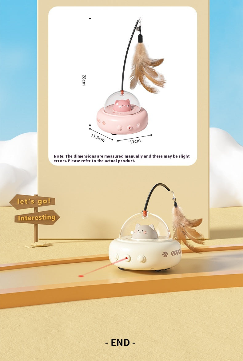Smart Teaser Cat Toy – Electric UFO Feather Stick with Bell
