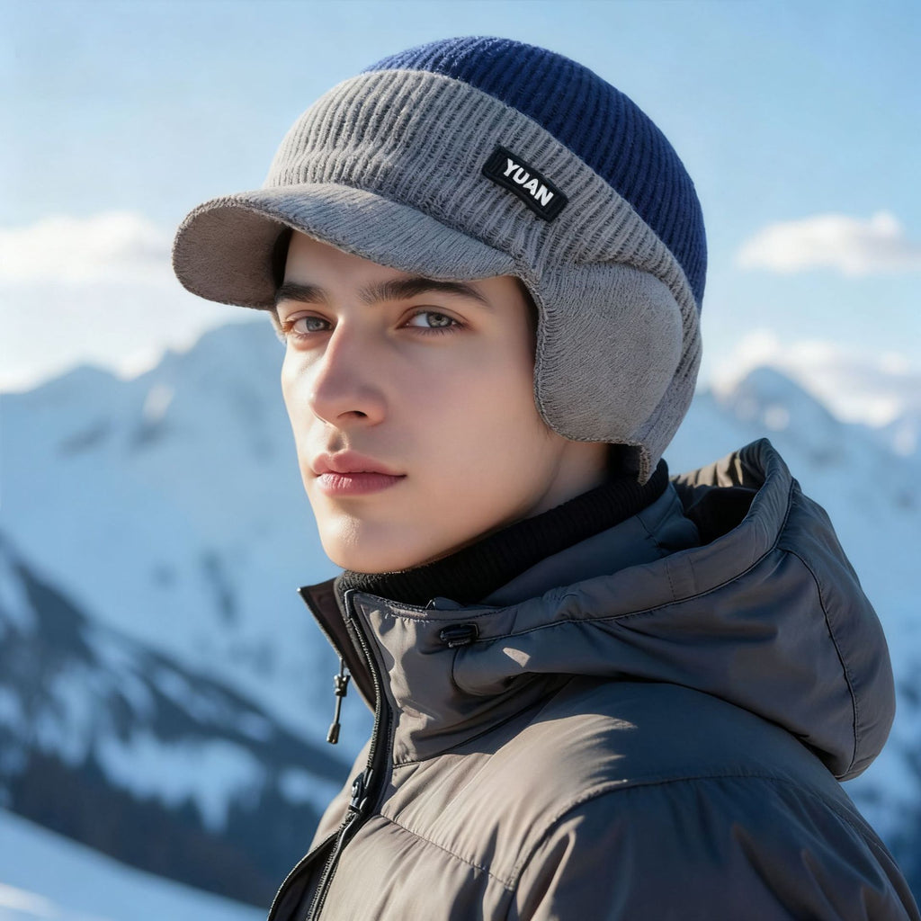 Men’s Fleece-Lined Thickened Warm Knitted Hat – Winter Comfort