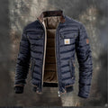 Vintage Leather Quilted Patchwork Thermal Zip-Up Outdoor Jacket