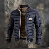 Vintage Leather Quilted Patchwork Thermal Zip-Up Outdoor Jacket