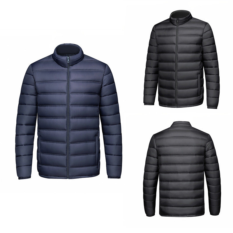 Men’s Warm Stand-Up Collar Zippered Cotton-Padded Jacket