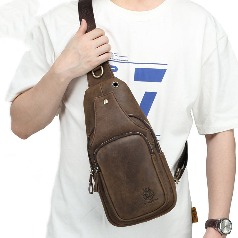 Men’s Retro Cowhide Front Sling Bag