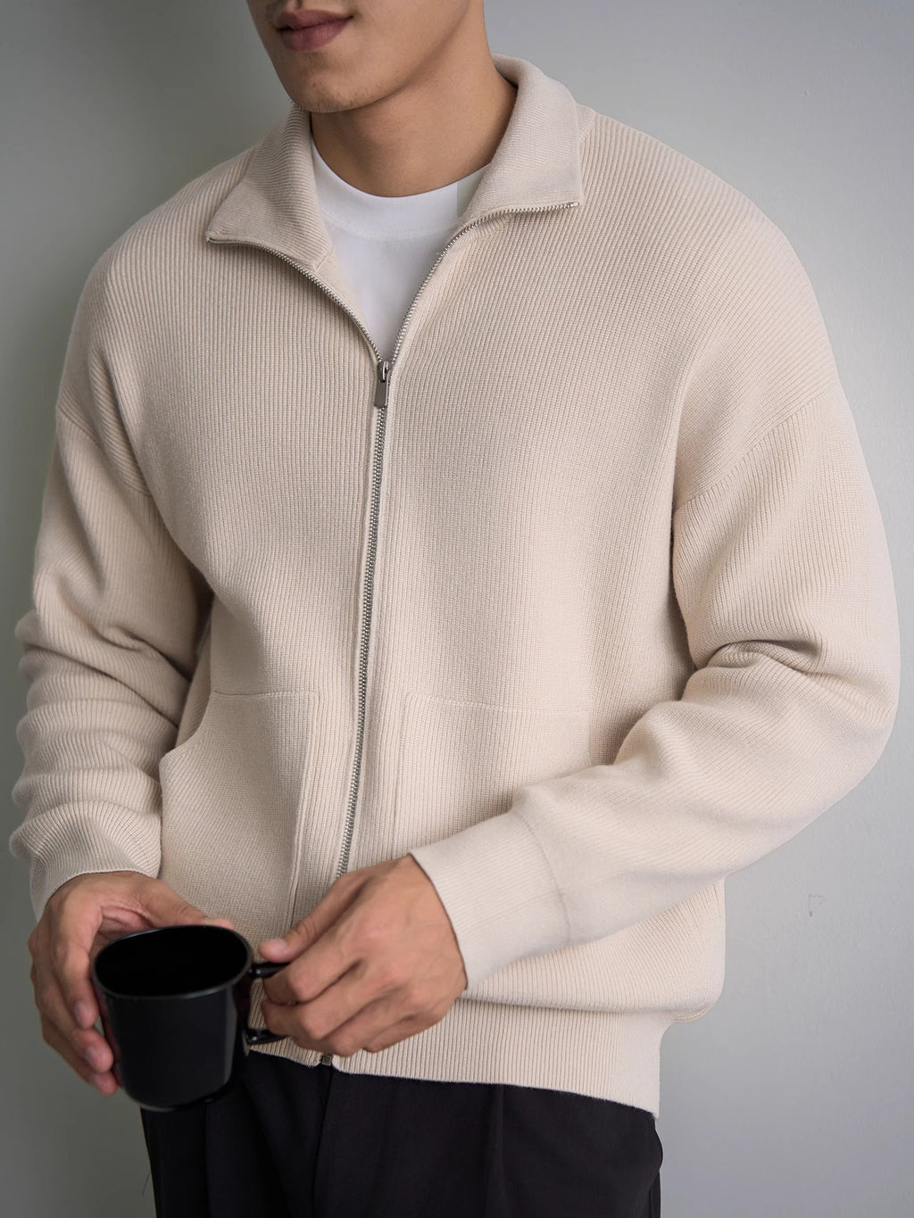 Men’s Autumn/Winter Zip-Up Sweater Top Coat – Warm & Stylish