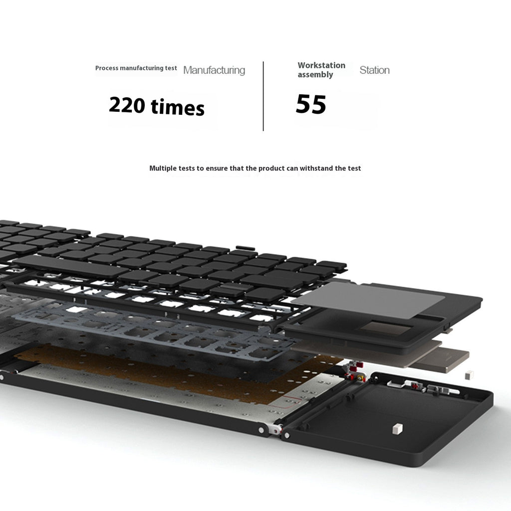 Mini Tri‑Fold Bluetooth Keyboard – Portable Thin Touch Keyboard