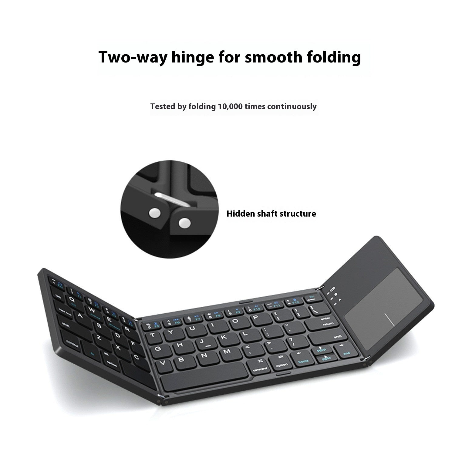 Mini Tri‑Fold Bluetooth Keyboard – Portable Thin Touch Keyboard