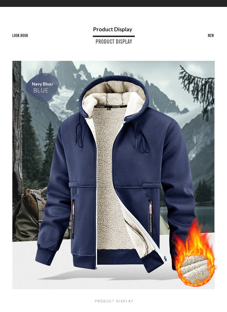 Men’s Thickened Winter Outdoor Lambswool Jacket – Extra Warm & Durable