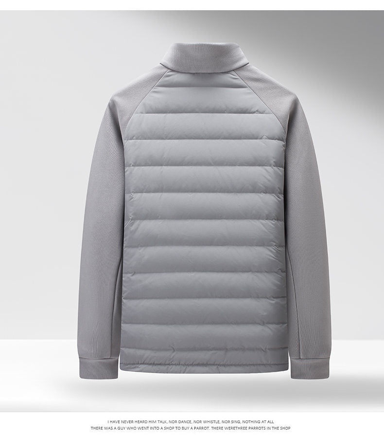 Men’s Stand-Up Collar Patchwork Down Jacket