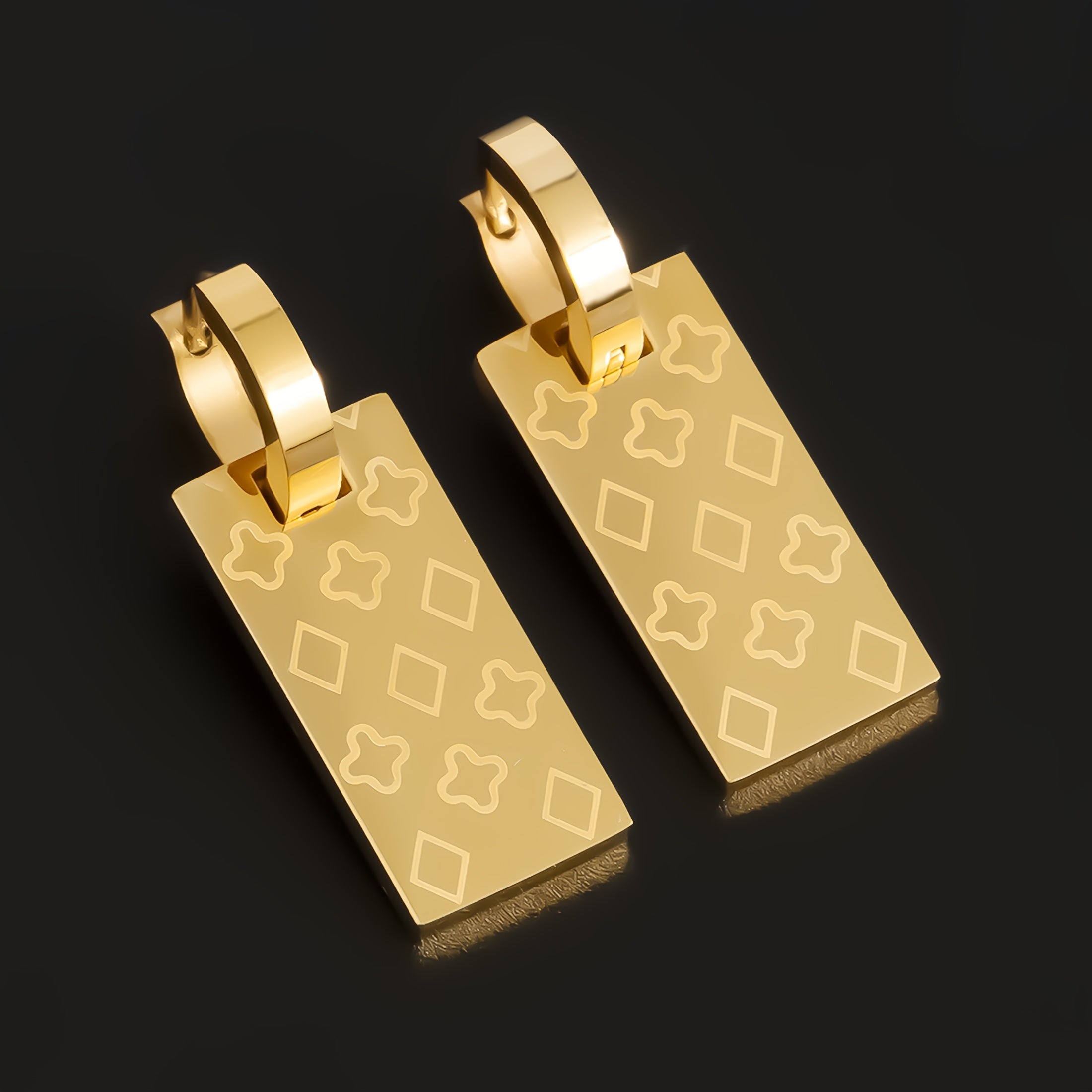18K Gold-Plated Hollow Rectangle Hoop Earrings