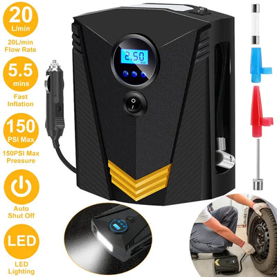 Vector Core 12V DC Automotive Inflator | Hardwired 150 PSI Heavy-Duty Roadside Compressor
