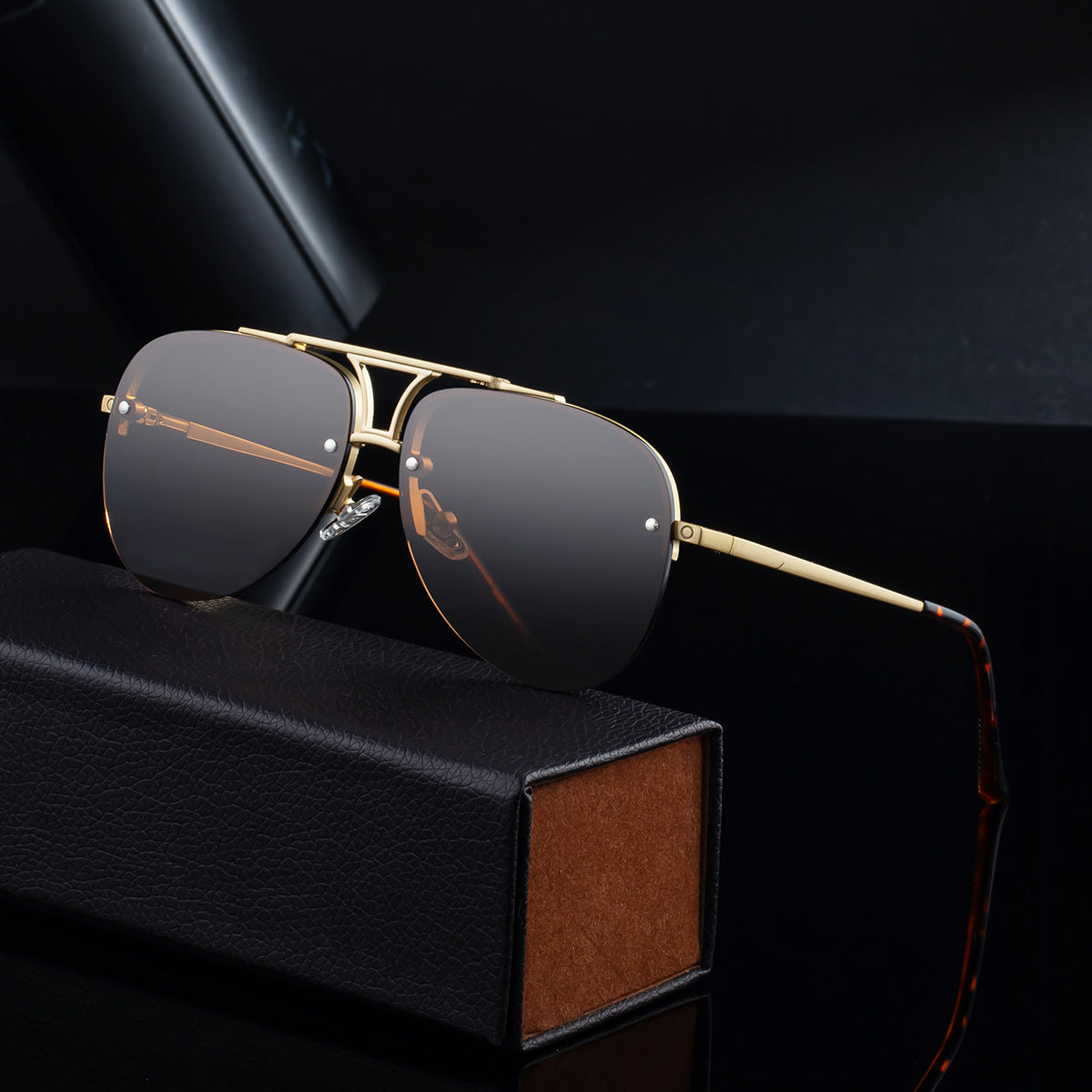 Men’s Metal Half-Frame Sunglasses