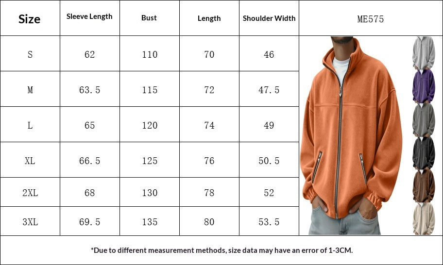 Fleece Stand-Up Collar Zip-Up Hoodie – Casual Jacket for Everyday