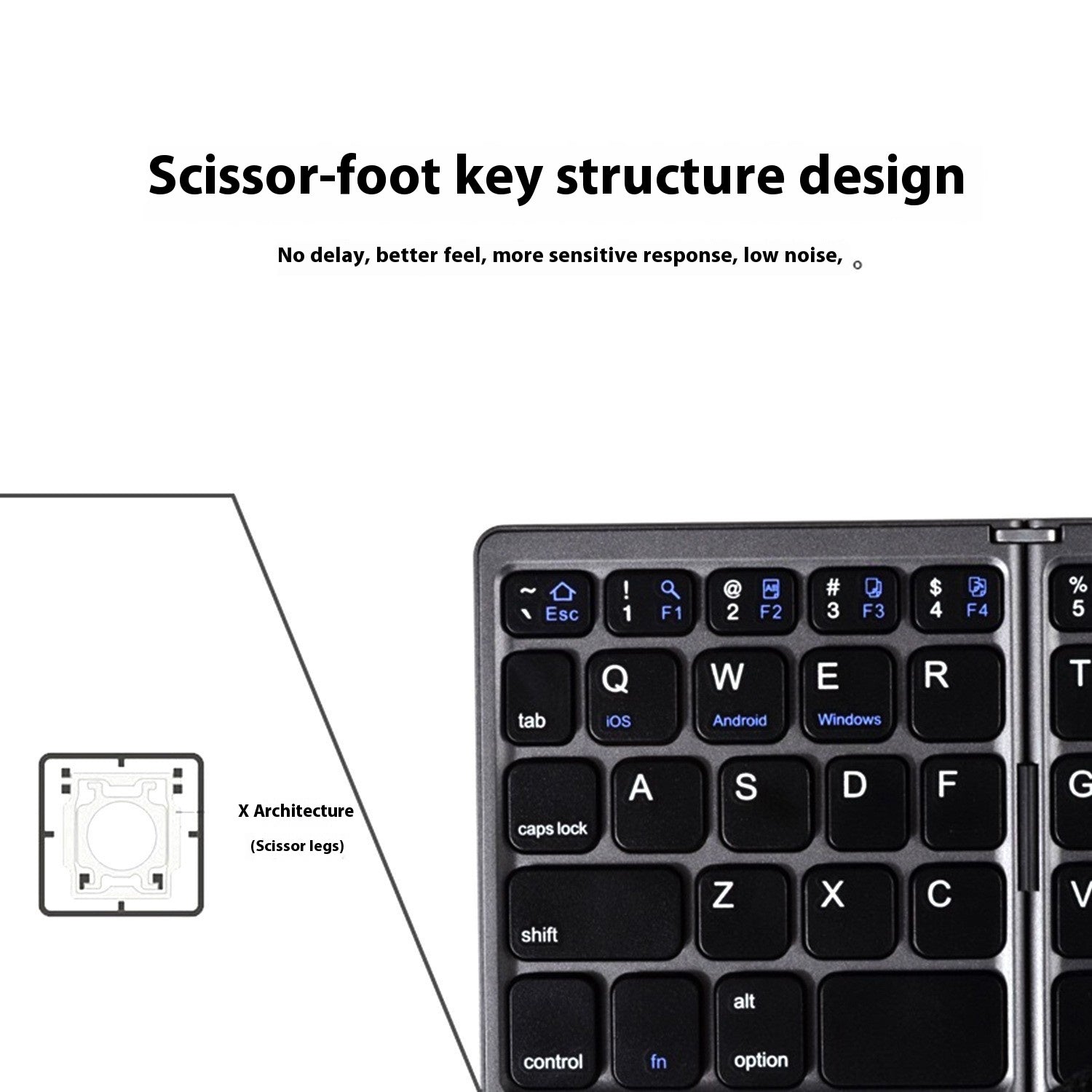 Mini Tri‑Fold Bluetooth Keyboard – Portable Thin Touch Keyboard