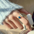 French Vintage Enamel Ring – Retro Golden Adjustable Open Ring, Elegant Daily Jewelry