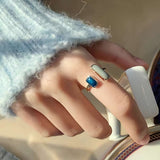 French Vintage Enamel Ring – Retro Golden Adjustable Open Ring, Elegant Daily Jewelry