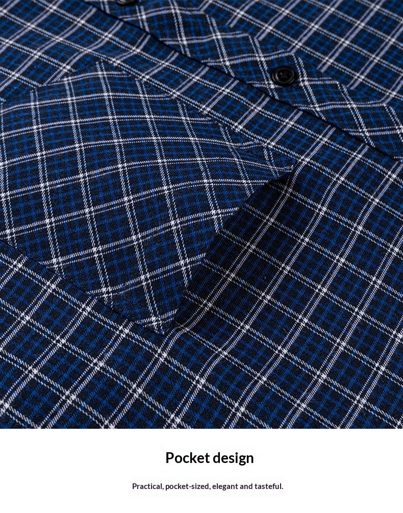 Retro Brushed Long-Sleeve Casual Cotton Plaid Shirt