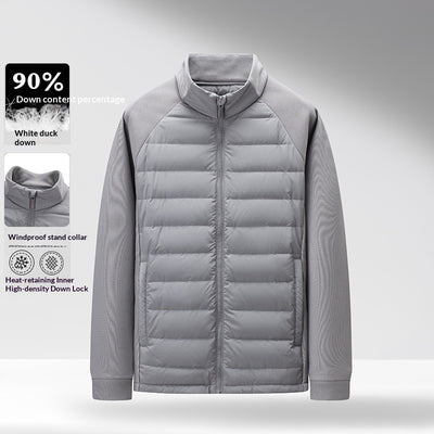Men’s Stand-Up Collar Patchwork Down Jacket