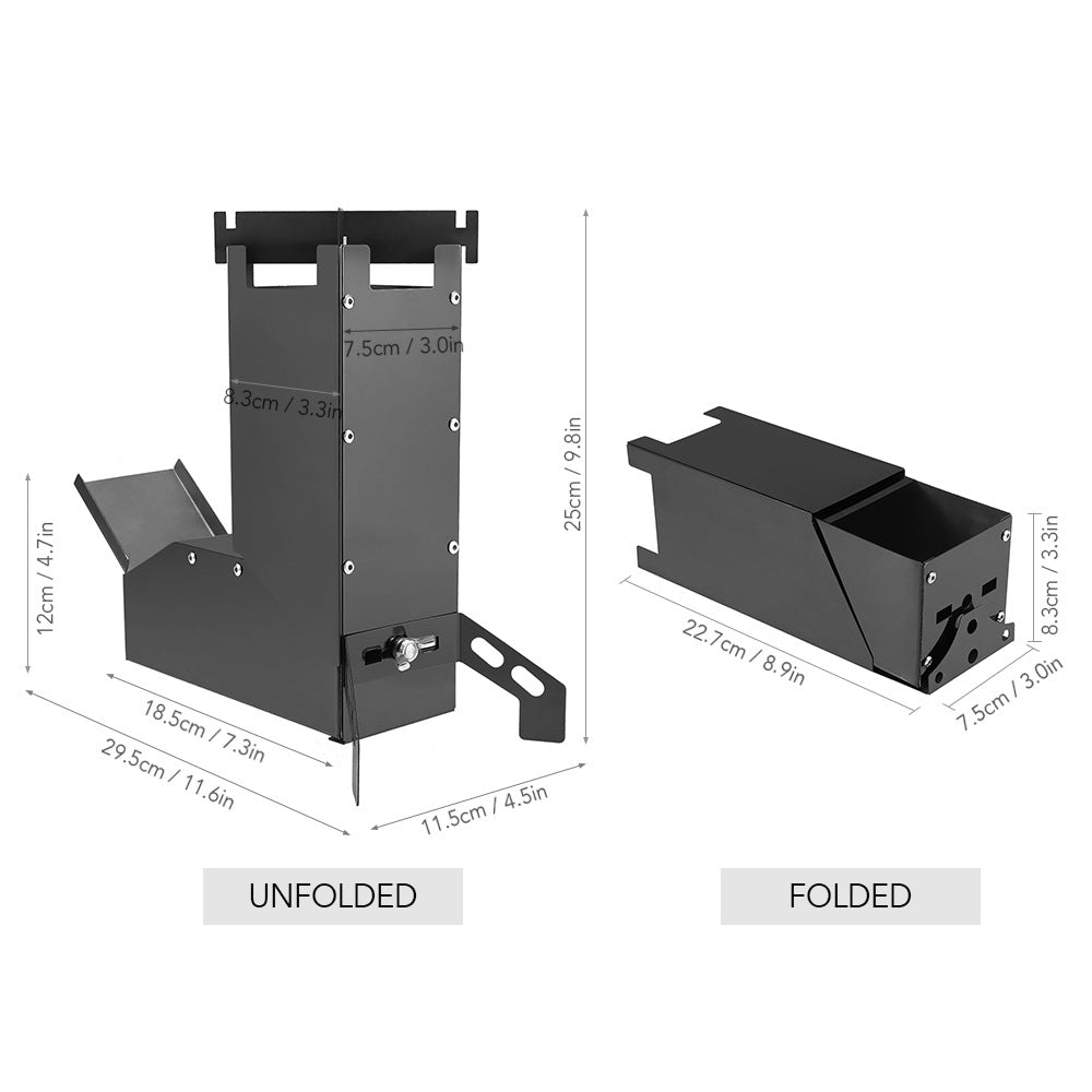 Black Titanium Portable Folding Camping BBQ Wood Stove