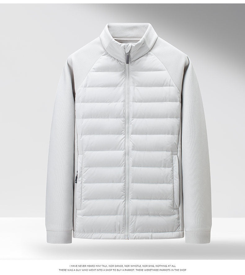 Men’s Stand-Up Collar Patchwork Down Jacket