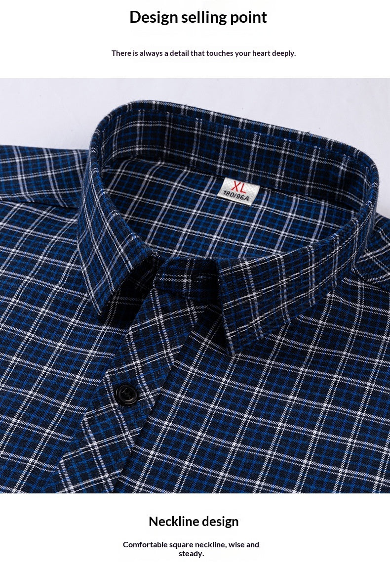 Retro Brushed Long-Sleeve Casual Cotton Plaid Shirt