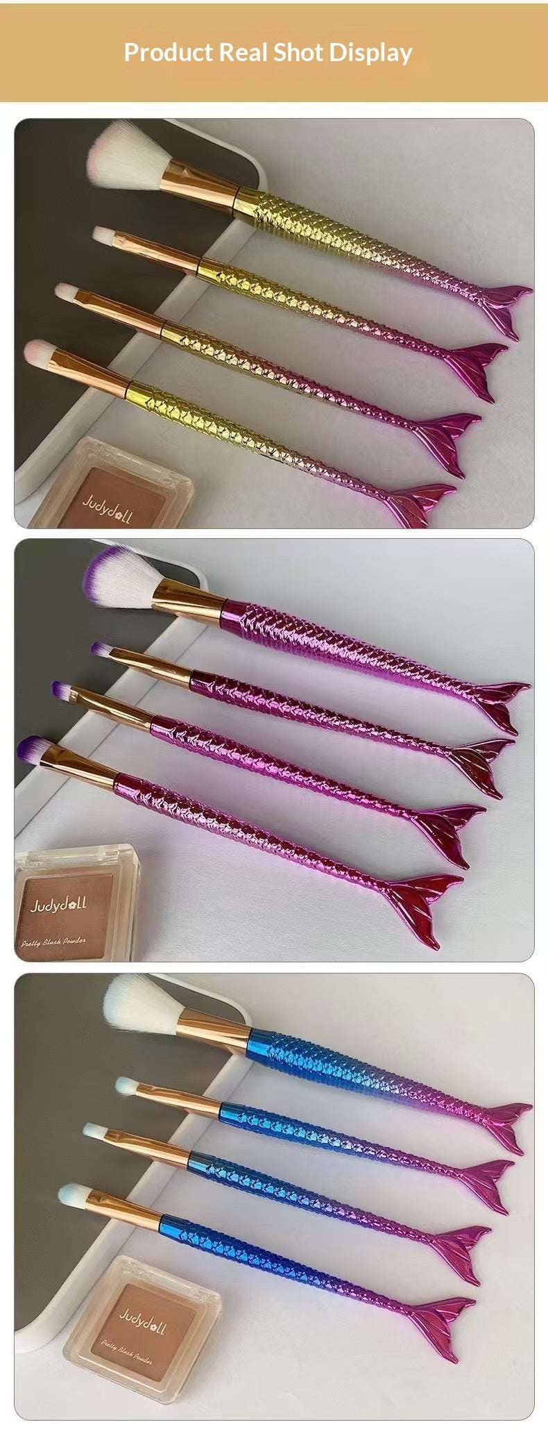 4-Piece Mermaid Gradient Eye Makeup Brush Set