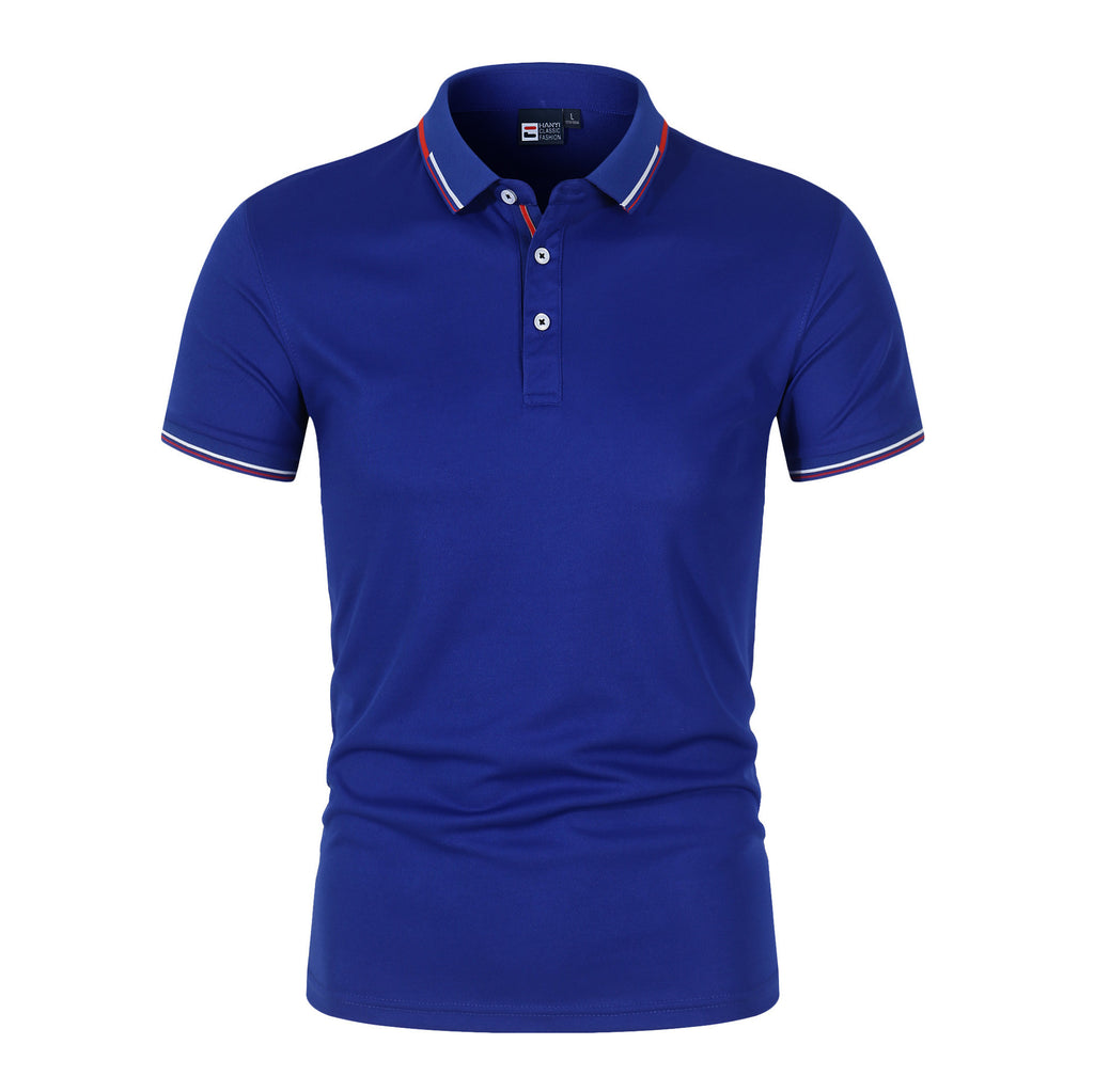 Solid Color Men’s Polo Shirt – Stand-Up Collar & Short Sleeves