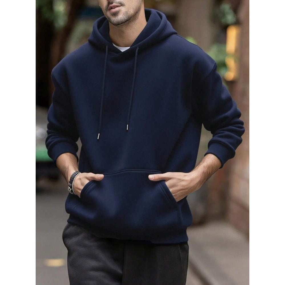 Men’s Solid Color Drop Shoulder Hoodie