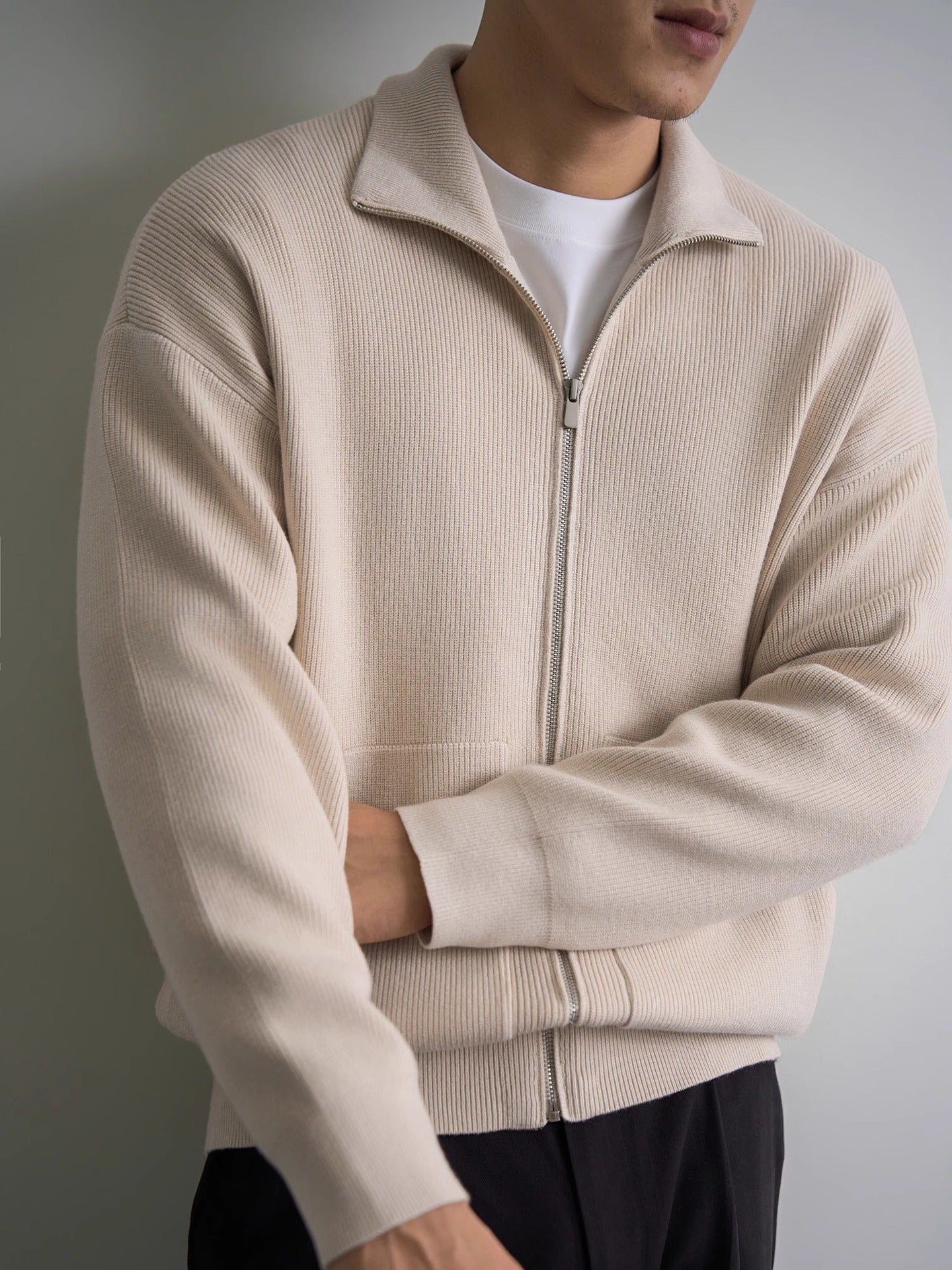 Men’s Autumn/Winter Zip-Up Sweater Top Coat – Warm & Stylish