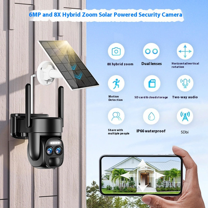 Solar-Powered 8X Zoom Surveillance Camera