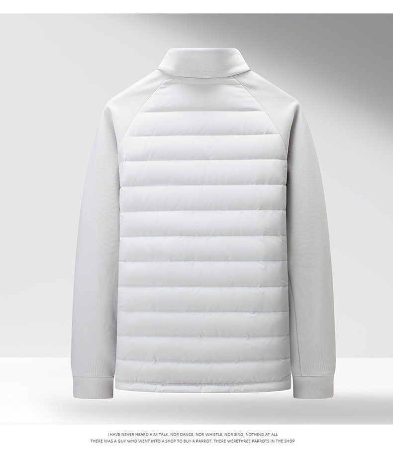 Men’s Stand-Up Collar Patchwork Down Jacket